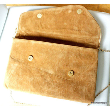 Brown Bag With Purple, Pink And Yellow Flowers Design, Wedding & Party Clutch and Bags, Faux Leather Bag